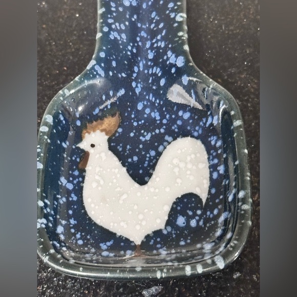 Vintage Speckled Stoneware Roster Spoon Rest - Picture 2 of 3